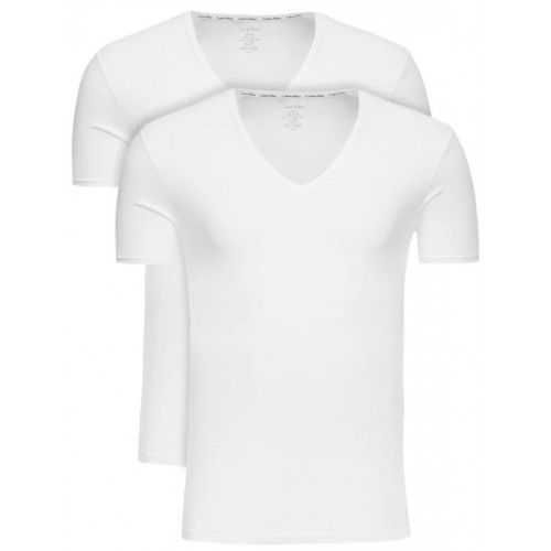 Calvin Klein ανδρικό φανελάκι v-neck 2pack σε λευκό χρώμα NB1089A 100